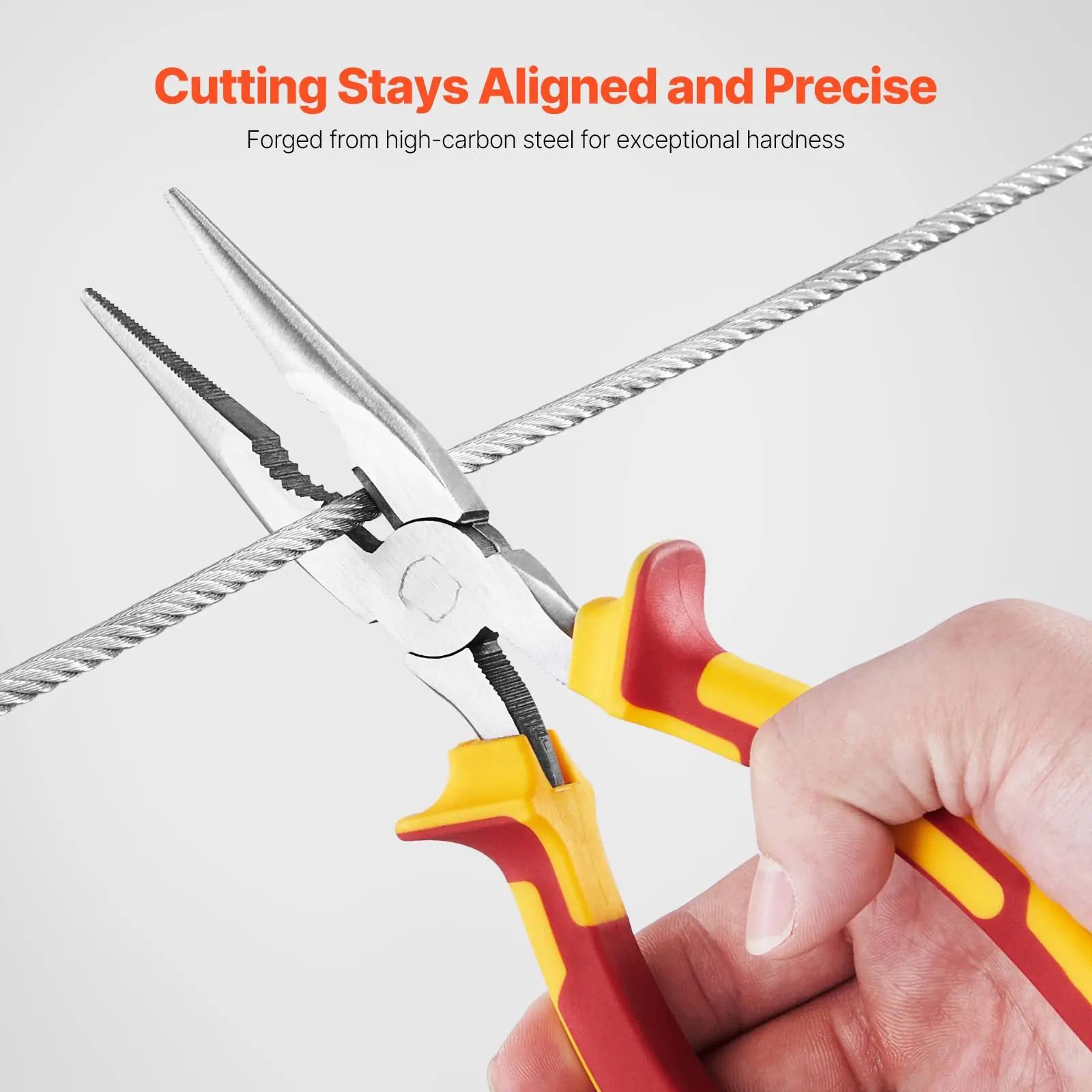 2-Piece Needle Nose Pliers, 8 in Long Needle Nose Plier and 6 in Small Needle Nose Plier, 45 Steel and TPR Handle, for Wire Wrapping, Handmade Craft, Jewelry Making Supplies, Repairing
