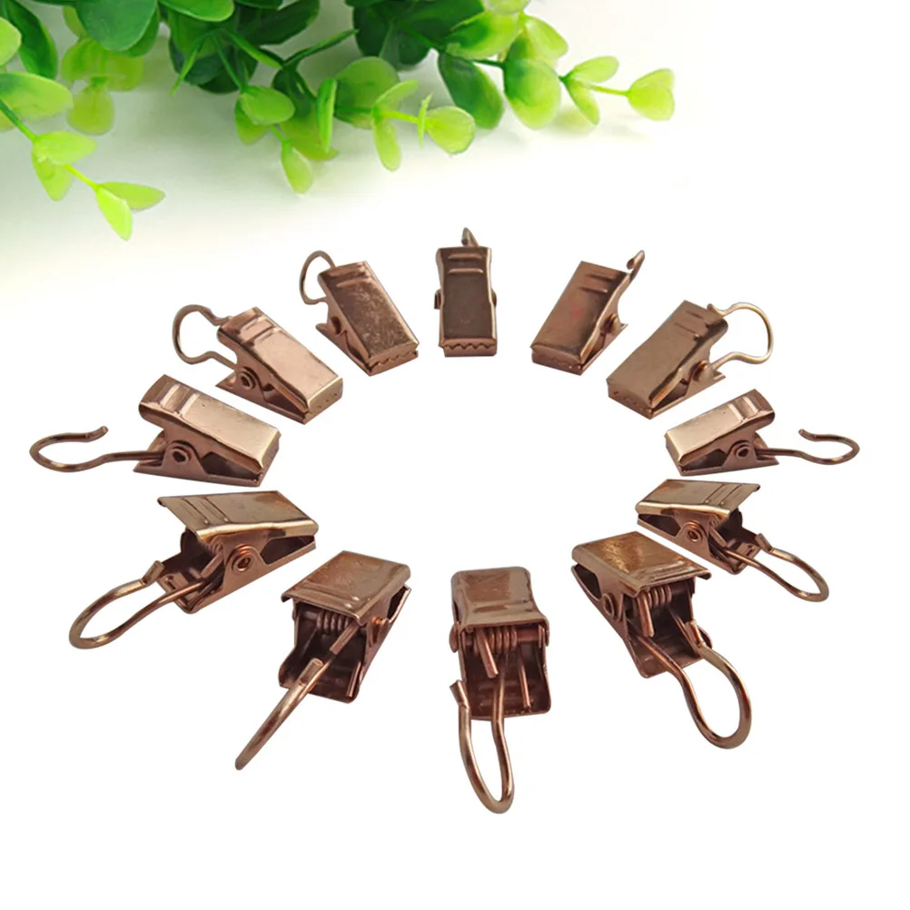30Pcs Curtain Clips Premium Iron Clip Rings with Hooks for Drapery Panels Easy Install No Slip Design Light Golden