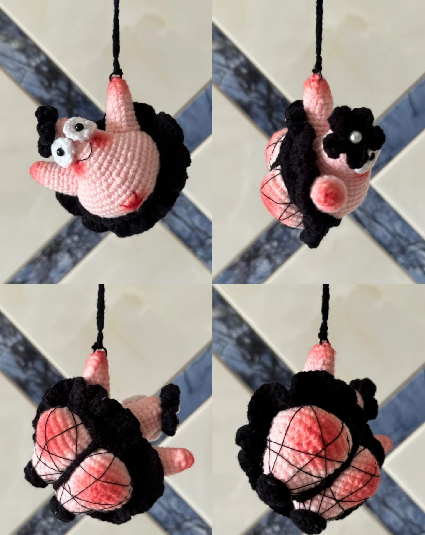 Hand-crocheted cute hip pie big star doll car pendant pendant niche high-end gift