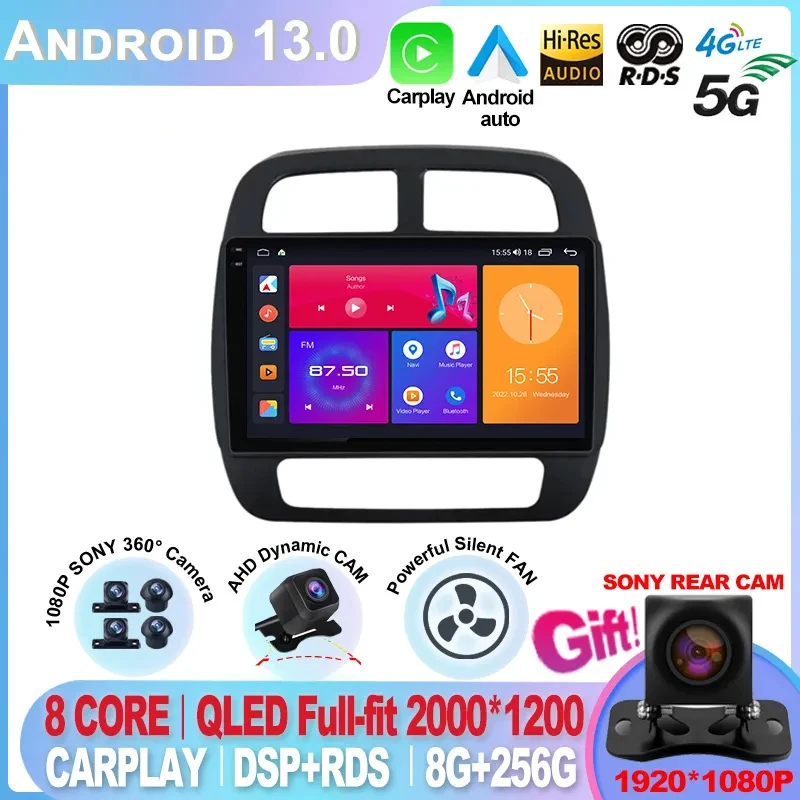 

For Renault KWID K-ZE Dacia spring 2018 2019 10‘’ 8G+128G Car Player Android 13 GPS Radio DSP 4G LTE Video carplay SWC