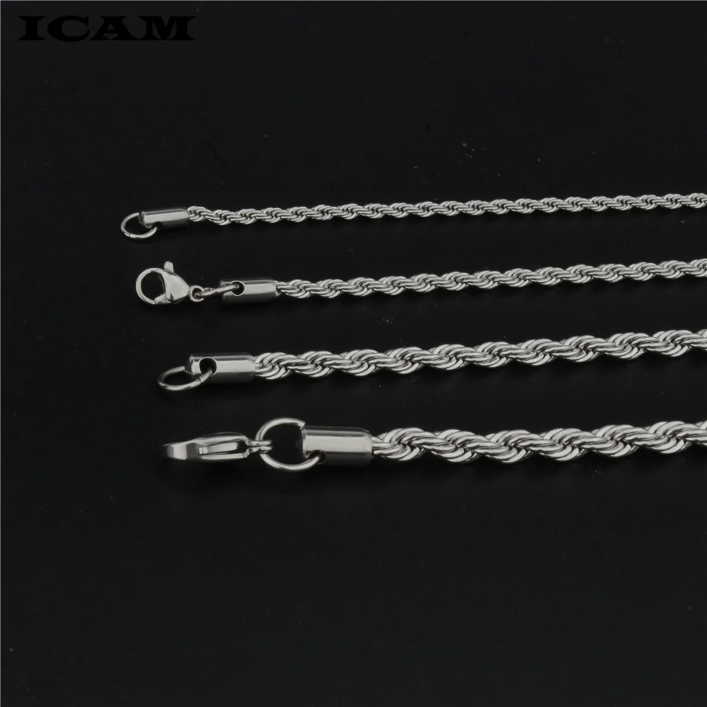 ICAM Unique Men's Bracelet Double Chain Bracelet Silver Stainless Steel Wheat Box Chain Link Bracelets Male Jewelry Dropshipping