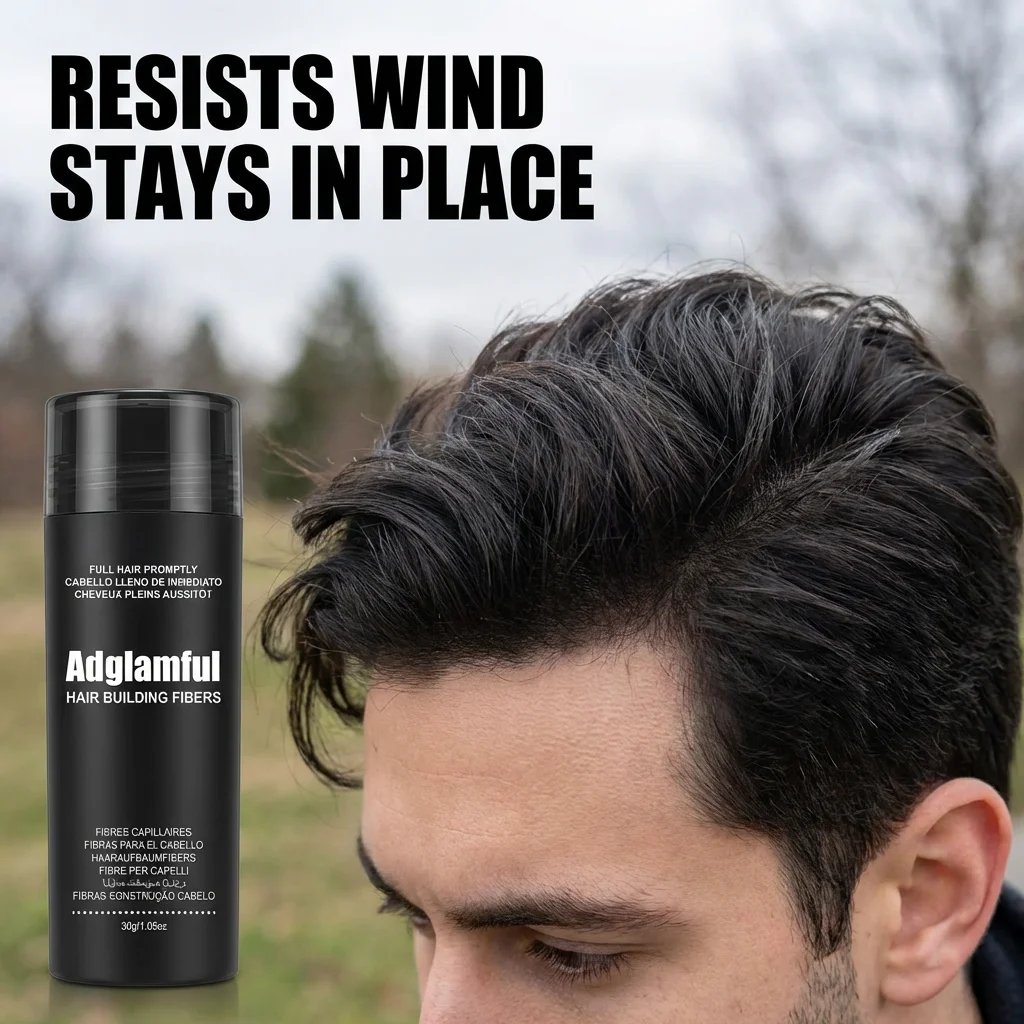 Aadglamful Faserpuder 30g: Verleiht dem Haar optisch Volumen, füllt Haaransätze auf, Unisex, ideal für Partys, Dates und besondere Anlässe. – Detail 5