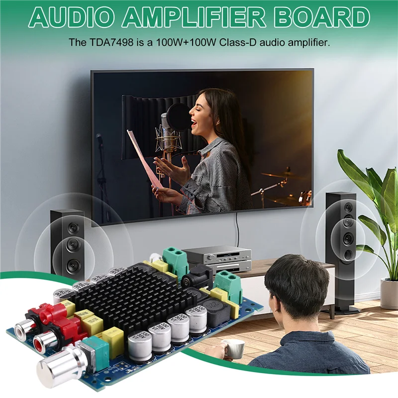 Moduł wzmacniacza cyfrowego klasy D TDA7498, dwukanałowy wzmacniacz audio stereo 2X100W, płytka wzmacniacza 2X100W, DC 14-34V
