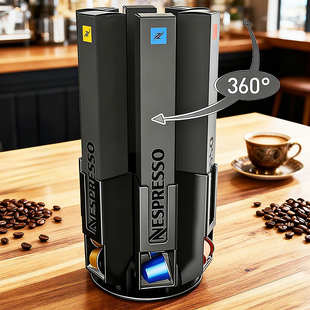 

Держатель для капсул Nespresso Porta Capsule Подставка для кофе Дисплей Коробка Nespresso Вращающаяся металлическая стойка из нержавеющей стали Поддержка капсул