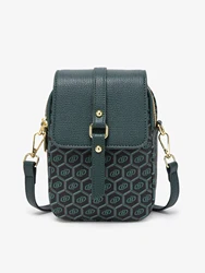 Women's Crossbody Small Round Bag Fashion Letter Printed Pattern Handbag Green PULeather Double Layer Large Capacity ShoulderBag