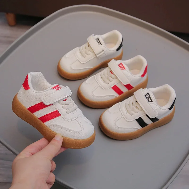 

Kids Casual Shoes Non-slip Soft Sole Children Tennis Shoes Striped 2025 New Fashion Students Running Shoes Breathable Trendy