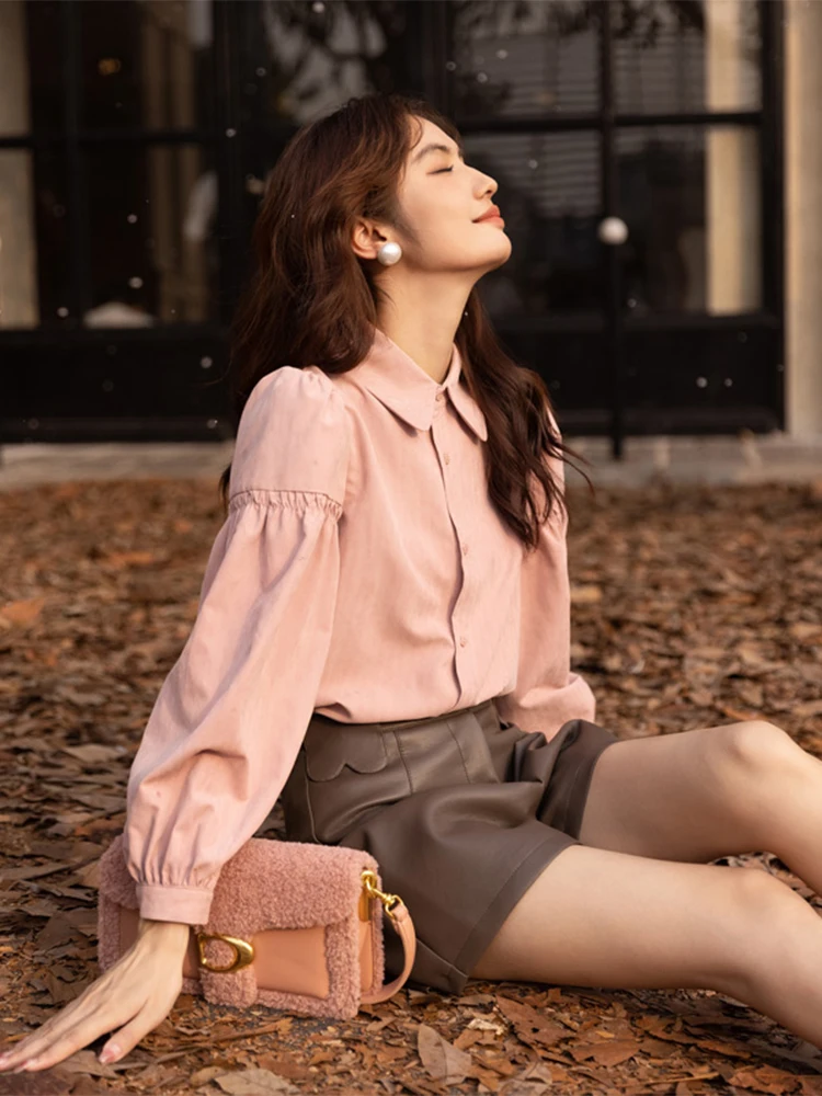 

Женская утепленная флисовая рубашка для ранней весны, розовая, для многослойного ношения, внутренний слой, осень-зима, прямой крой, с длинным рукавом