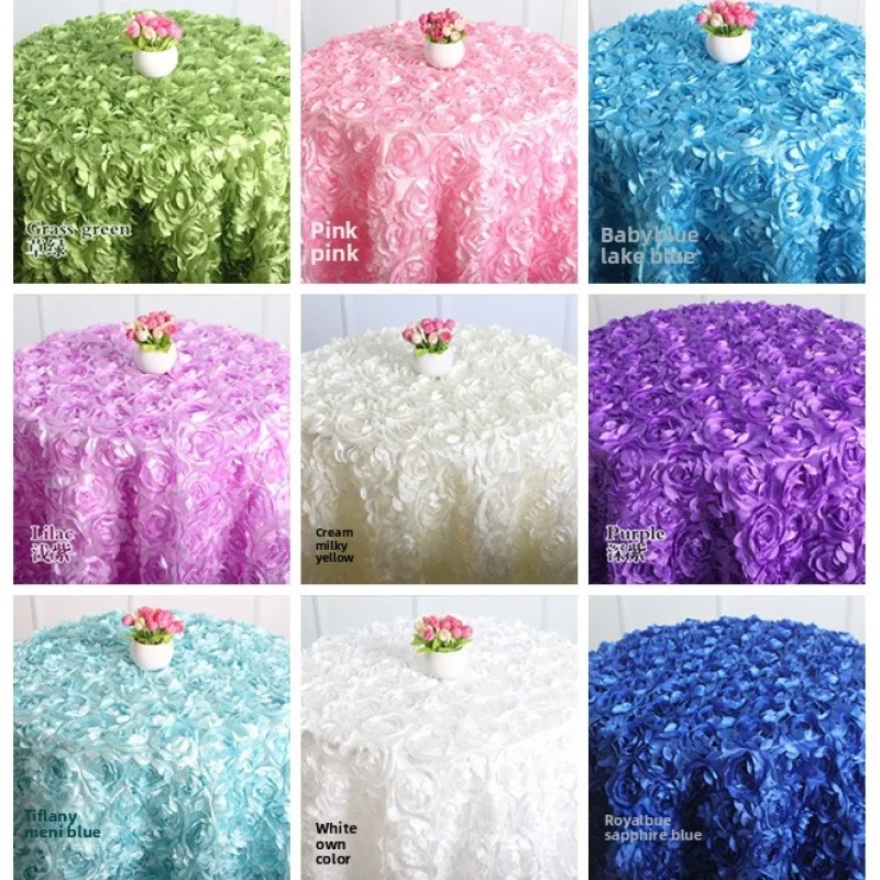 Cross-border three-dimensional rose tablecloth for modern hotels, petal tablecloth for wedding cake table and reception