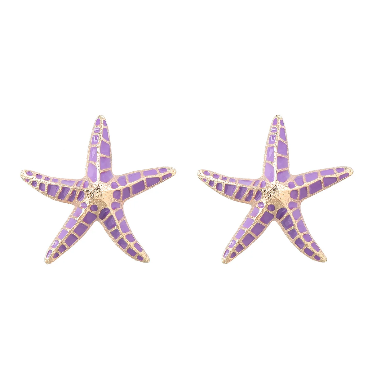 Za Enameled Metal Starfish Earrings for Women Bohemia Rhinestone Beaded Statement Star Earrings Girl Party Ear Jewelry