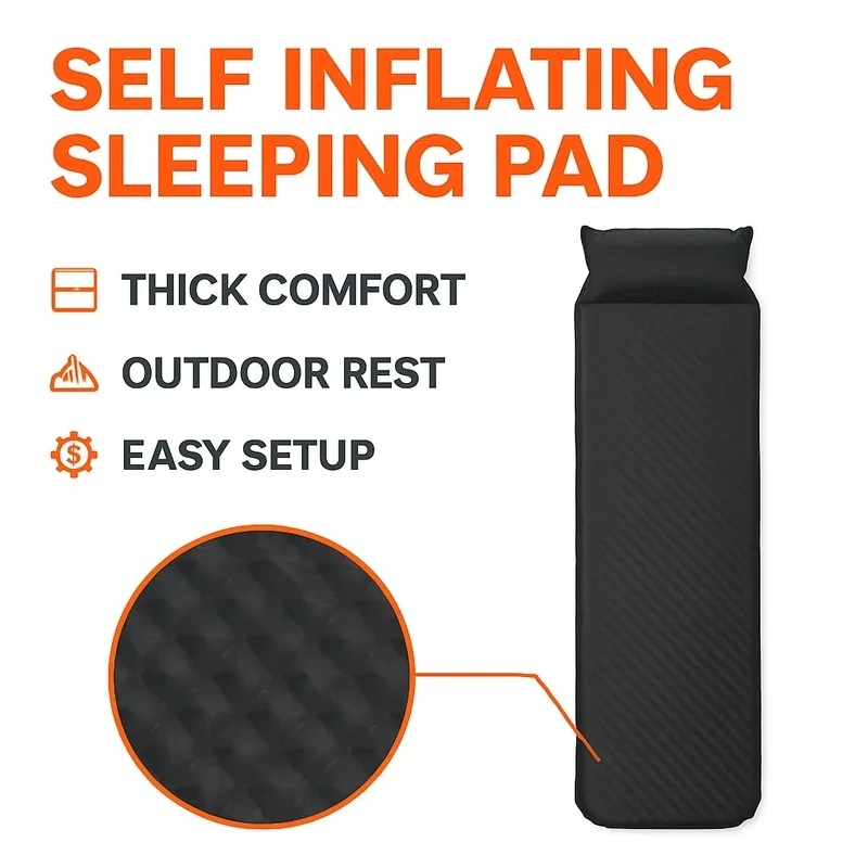 Self Inflating Camping Sleeping Pad Thick Outdoor Air Mattress