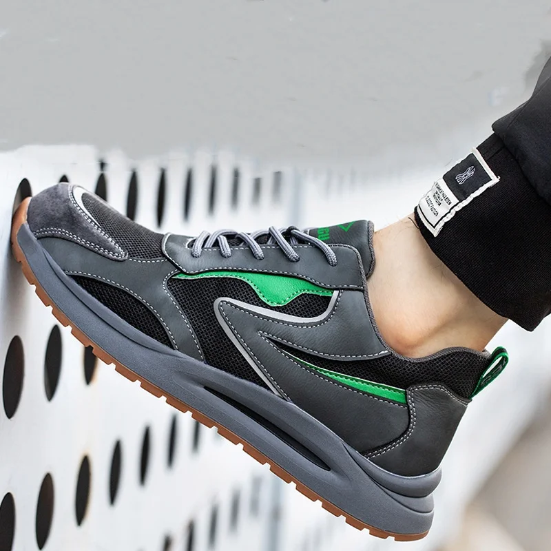 men's casual breathable steel toe caps shoes worker safety boots summer working sneakers tooling security footwear protection