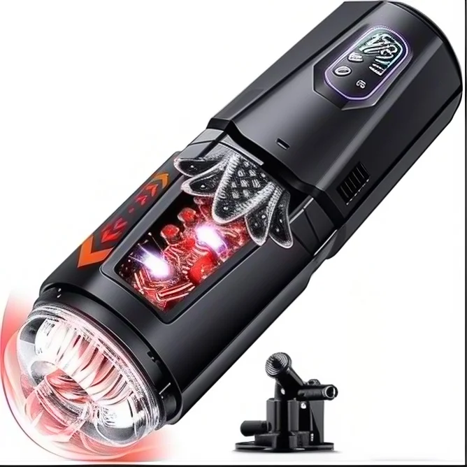 APP Controls 7 Thrust and Rotation 7 Tongue Licking and Vibration Mode Male Hands-Free Masturbator Airplane Cup for Adult Toys