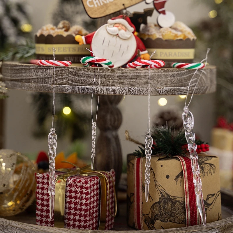 5/12 pezzi albero di Natale simulazione ghiacciolo striscia di ghiaccio ciondolo decorazione ghiacciolo acrilico vacanze festive ornamenti natalizi a goccia
