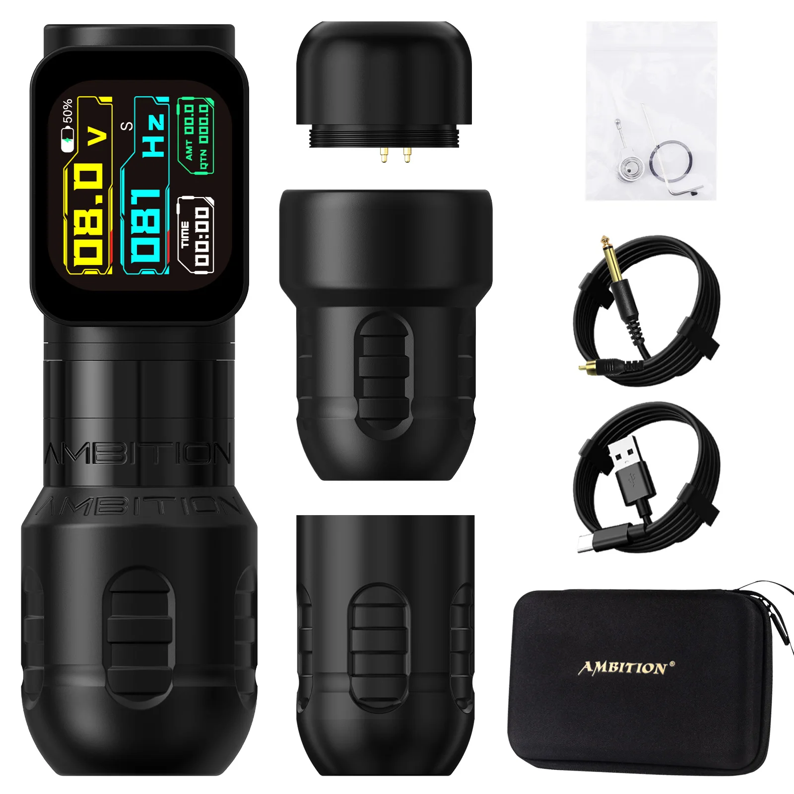Ambitie Zetton Pro Rechte staafslag 3,5 mm + 4,0 mm Draadloze tattoo-machine Batterijpen 2400mA 1-12V Professionele borstelloze motor