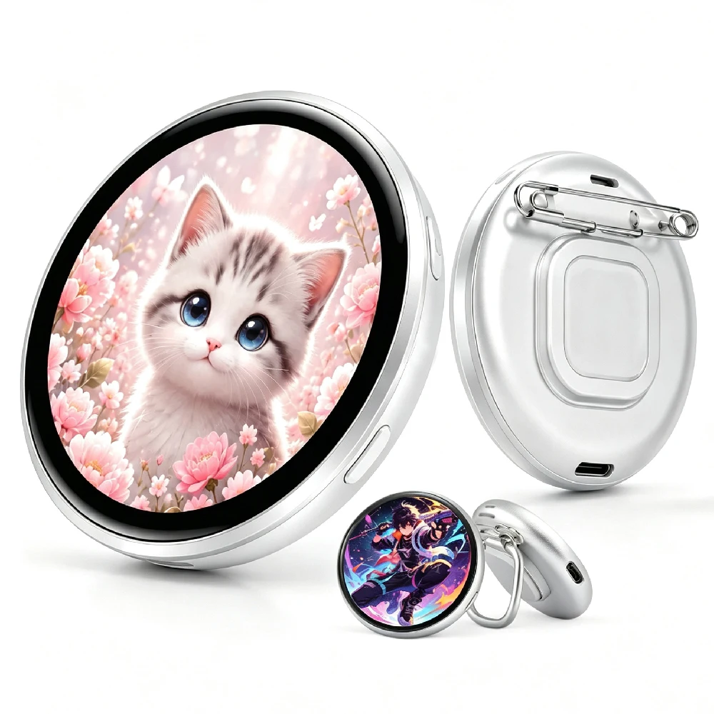 1PCS Digital Pin/Badge, Electronic Button with LED Screen, Customizable Anime Style Badge with Dynamic Touch Screen, Fan Events