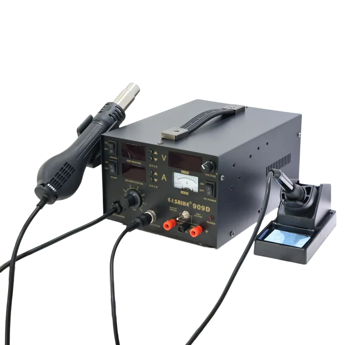 SAIKE 909D 700W 200 - 480 Celcius Dapat Disesuaikan 3-In-1 Stasiun Solder Pistol Udara Panas Stasiun Pematrian Alat Perbaikan Ponsel