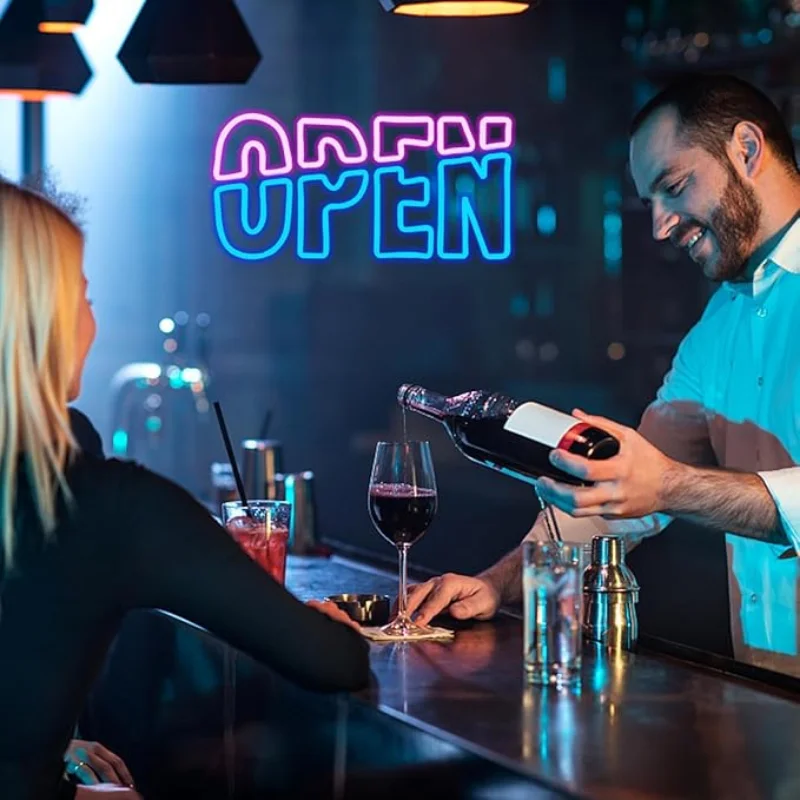 Neon Open Neon Sign LED Neon Light For Wall Decor For Store Bar Club Salon Coffee Store Restaurant Hotel Retail Shop Window