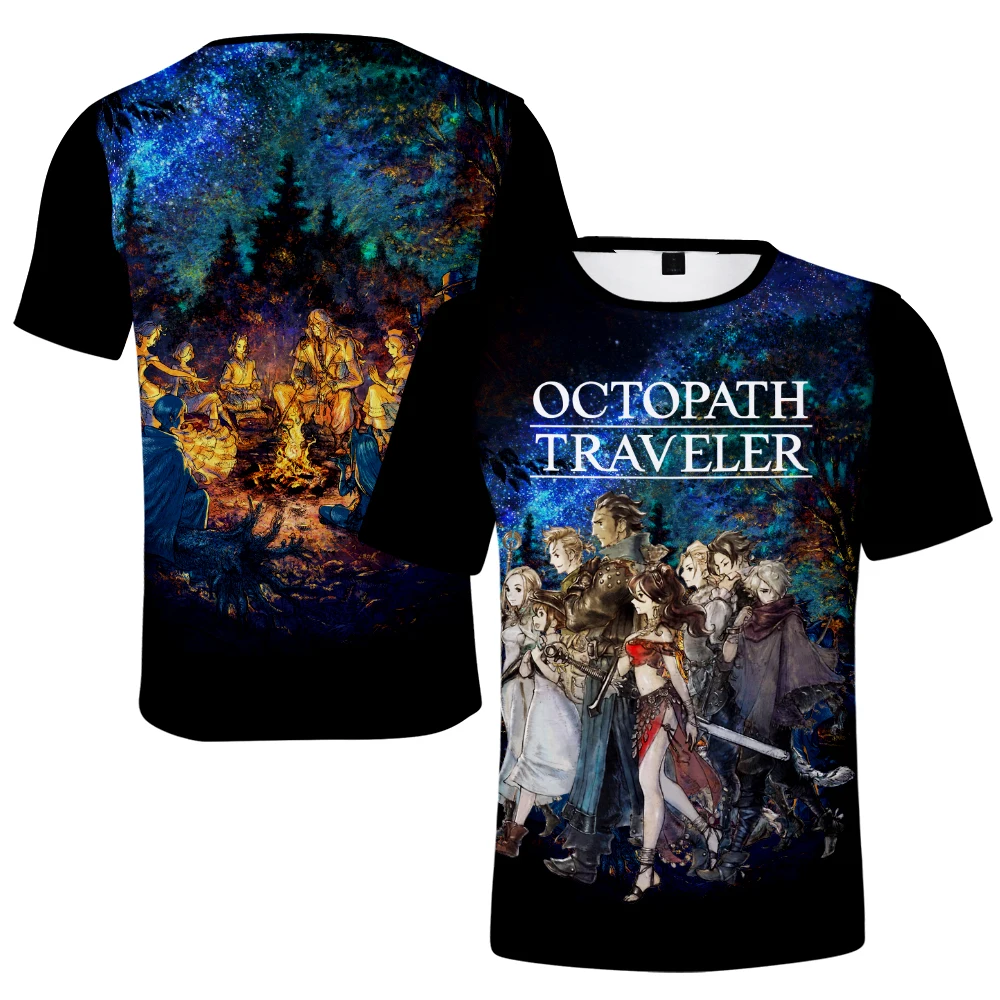 

2026 Octopath Traveler T-shirt Crewneck Short Sleeve Tee Women Men's Tshirt New Game Harajuku Streetwear 3D Clothes