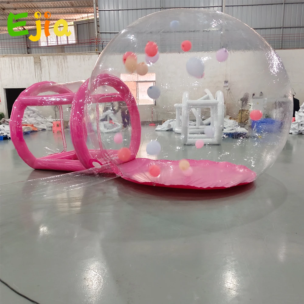 Inflatable Bubble House 10FT Pink Bubble Tent with Blower & Air Pump, Balloon Bubble House For Kids Birthday Party Adults Rental