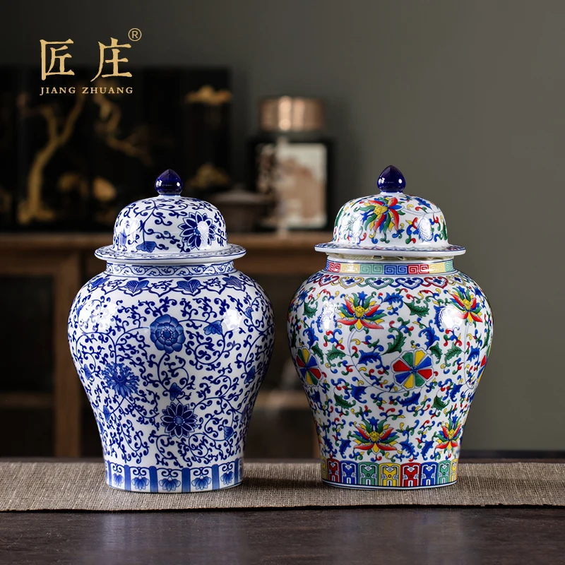

Modern Painted Flowers Ceramic General Jar Household Moisture-proof Seal Coffee Bean Tea Caddy Art Decoration Jar Home Ornaments