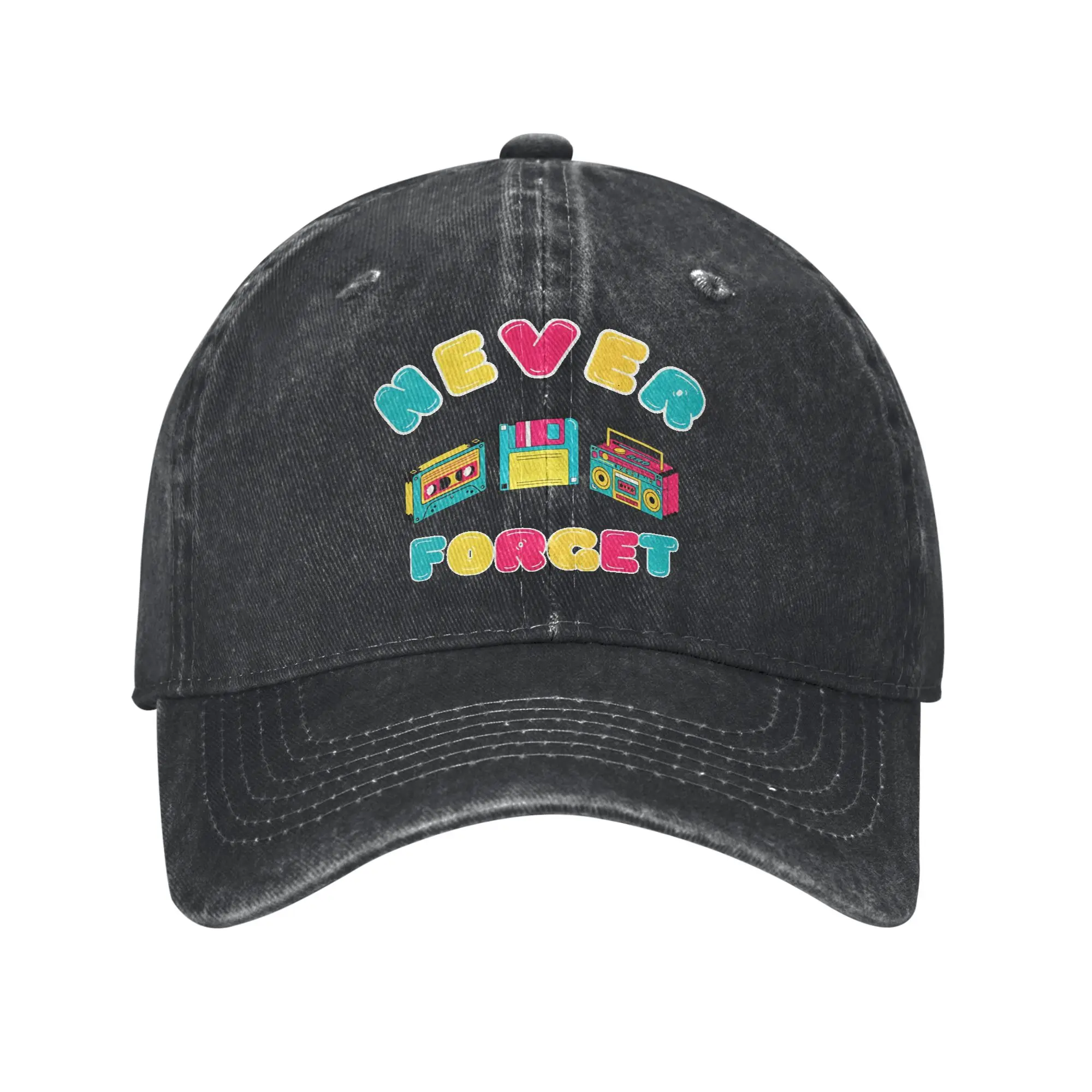 Never Forget Floppy Disk VHS Cassette Tape Baseball Caps Distressed Washed  Snapback Hat Unisex Outdoor Adjustable Fit Hats Cap