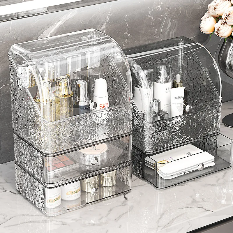 

Elegant Makeup Organizer Set-Adjustable Compartments for Lipsticks/Eye Palettes (See-Through Design, Fits 100+ Beauty Products)