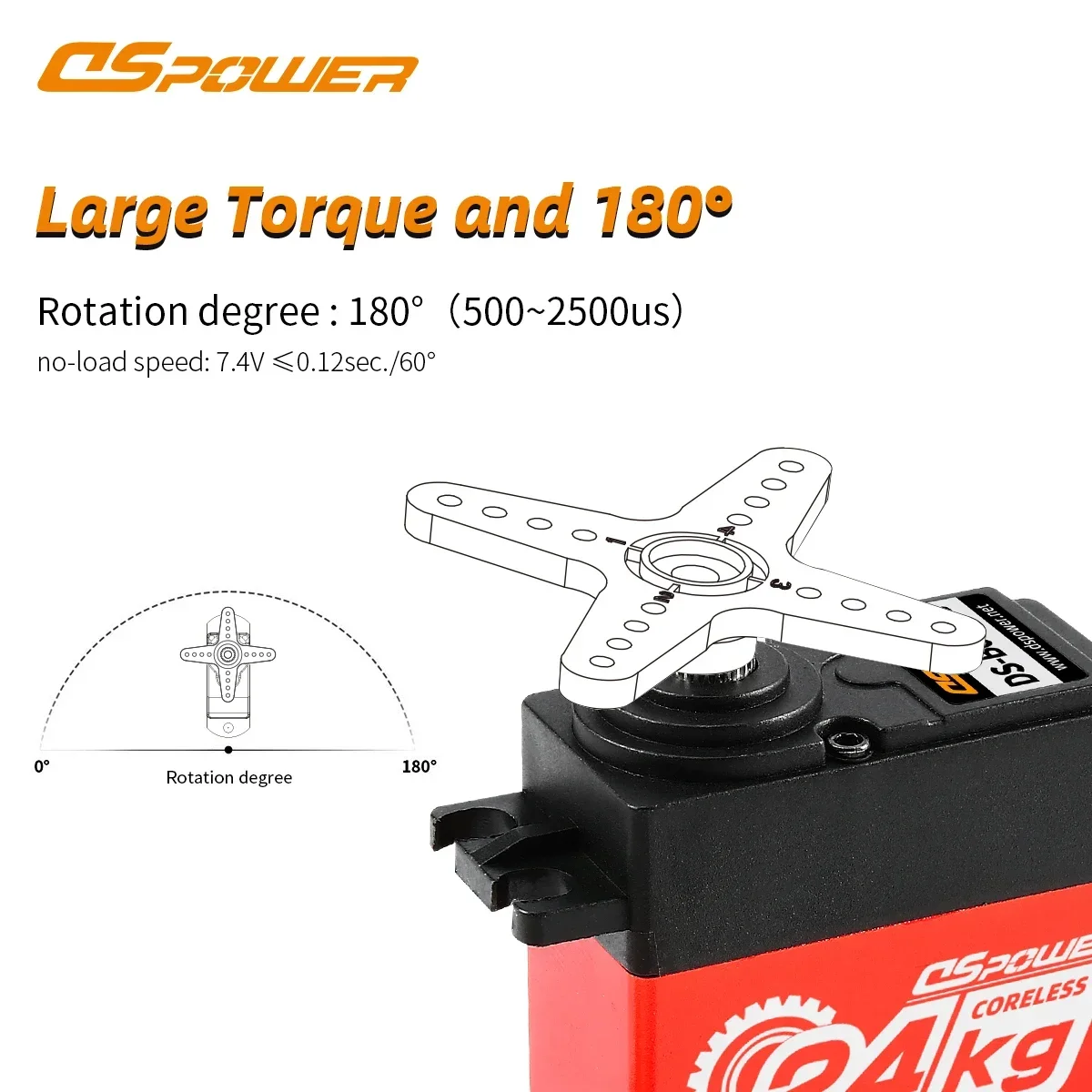 DSpower 24KG Waterproof Large Torque Digital Servo Metal Gear Coreless Motor for 1/8 1/10 RC Car Drift Truck Boat Robot Wltoys
