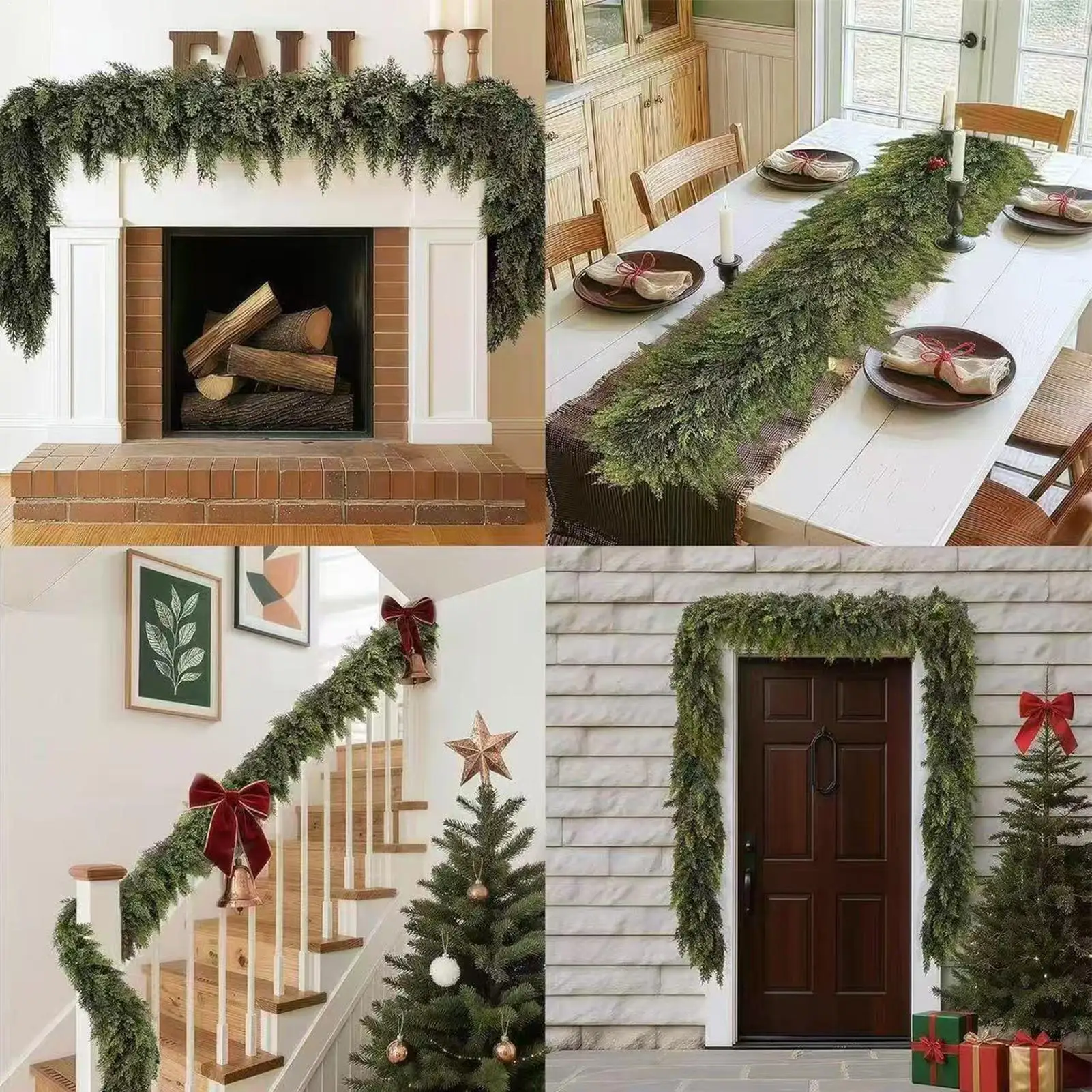 Christmas Garlands Artificial Green Pine Decoration Artificial Garland for Wreath Fireplace Tree Mantel Porch Indoor Stairs - view 4