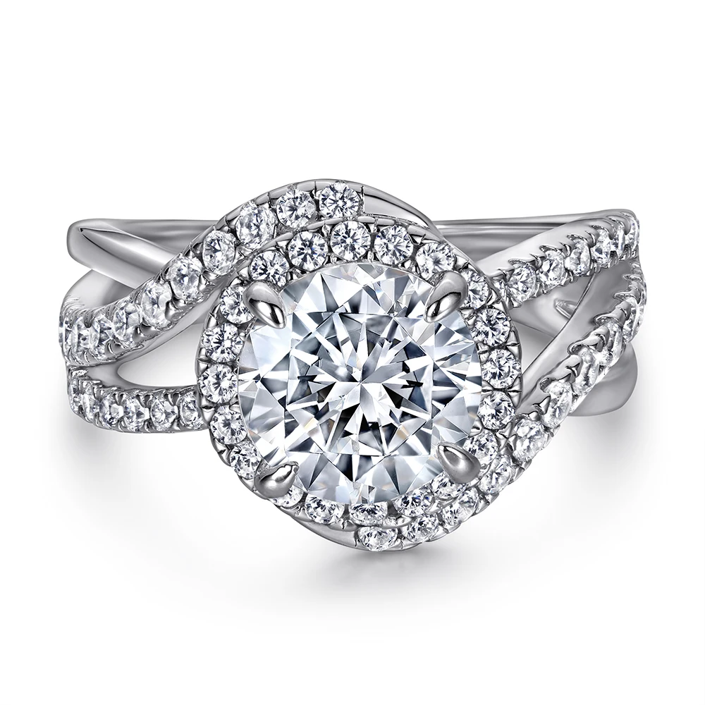 

Stylish Luxury 18K White Gold Wedding Ring Vintage Gold Plating Diamond on Sterling Silver a Fine Fashionable 18K Real Gold