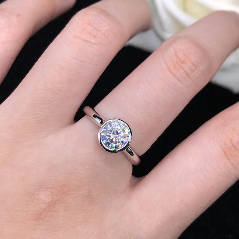 خاتم مجوهرات بلاتينيوم PT950 للسيدات، مويسانيتي مثبت على قيراط واحد، ملابس يومية فاخرة