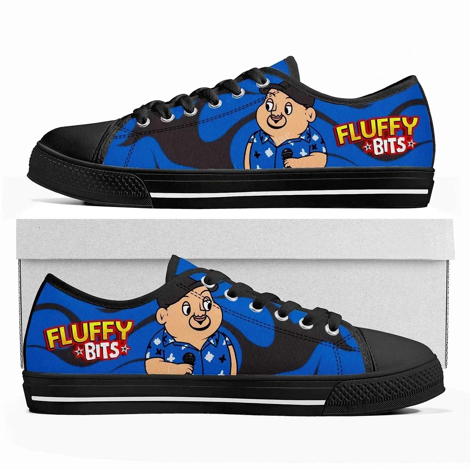 

Кеды Fluffy Bits с низким верхом для женщин, мужчин и подростков, высококачественные повседневные кеды из канваса с аниме, мультфильмами, мангой и комиксами, обувь на заказ