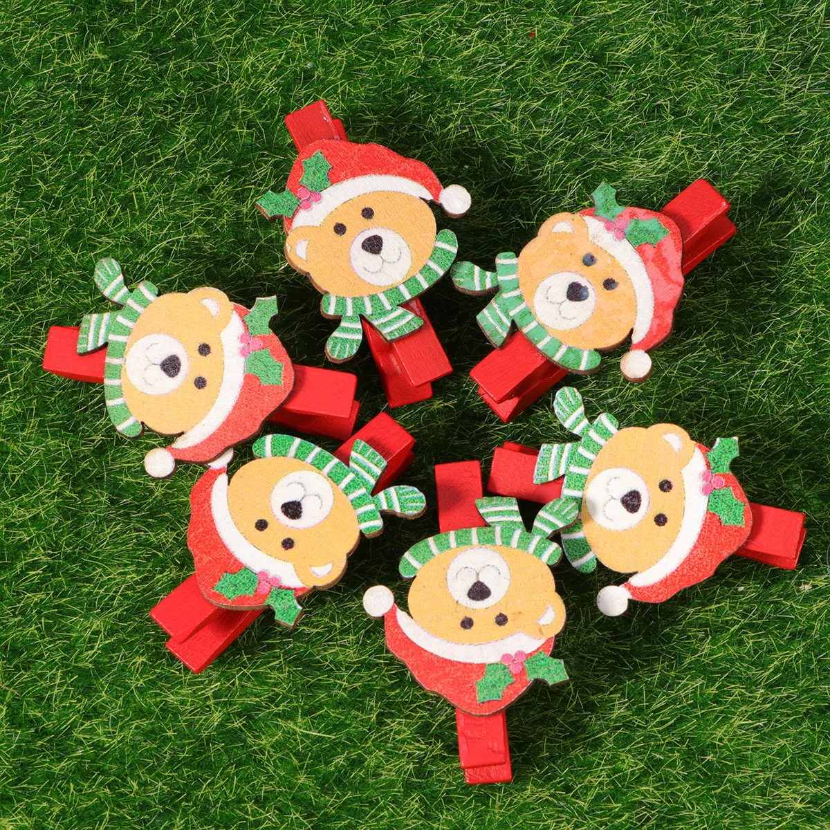 

12Pcs Small Wooden Clip Decorative DIY Clip for Crafts Cards Banner Hanging Photo Collage Christmas Tree Embellishment Home