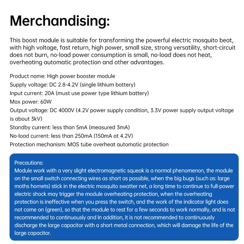 B04B-High Voltage High Power Module Electric Mosquito Swatter Module For Mosquito Lamp