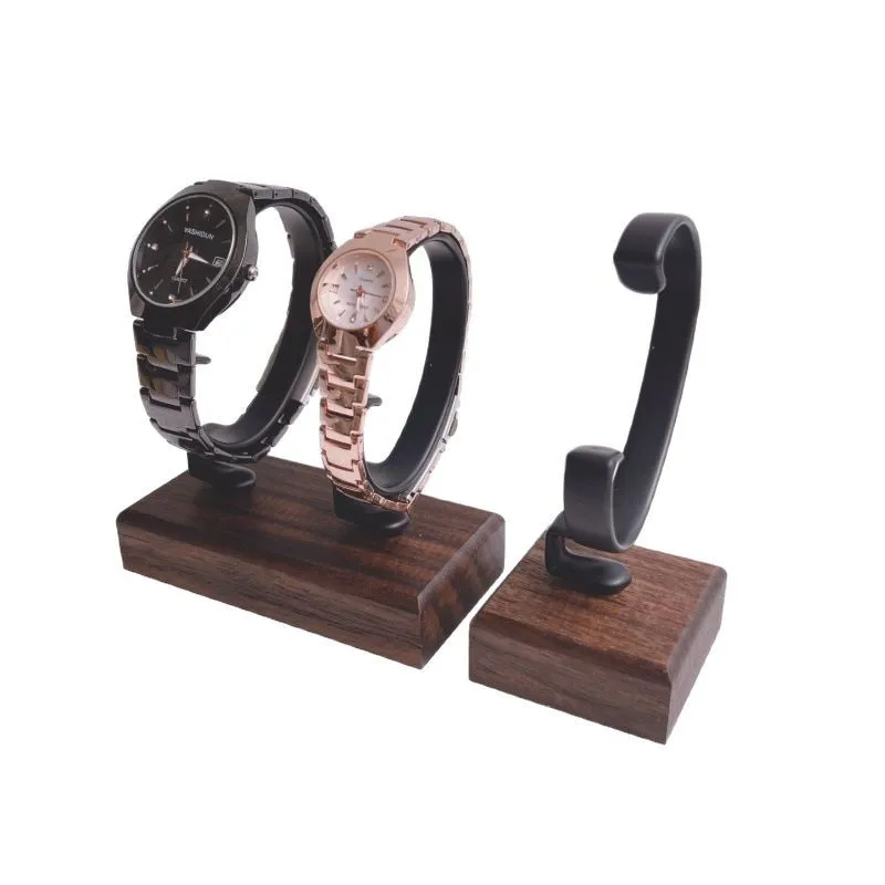 1 Stück Schmuck-Organizer aus Holz, C-förmiger Uhrenhalter, Ausstellungsständer für Armbänder, Ringe, Ohrringe, Uhrenständer aus Massivholz – Detail 4