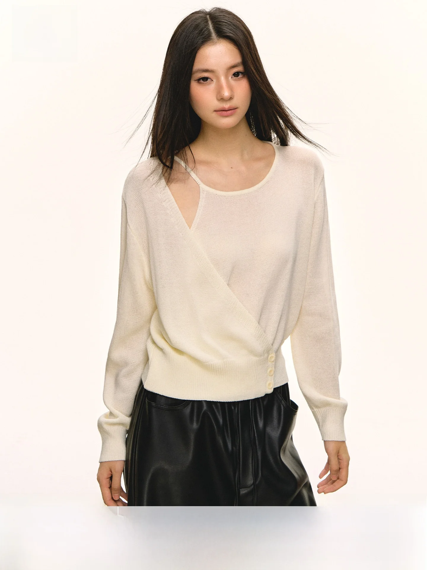 

Вязаный кардиган Anna Aneae: удлиненный, с асимметричным дизайном, повседневный, свободный крой, модный и уникальный, для женщин, весна-осень