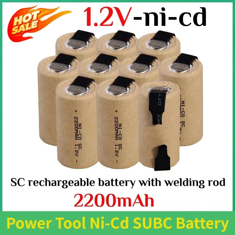 1-30pcs New Screwdriver Drill SC 1.2V 2200mah Battery SubC Ni-Cd Rechargeable Battery with Label Power Tool Ni-Cd SUBC Battery