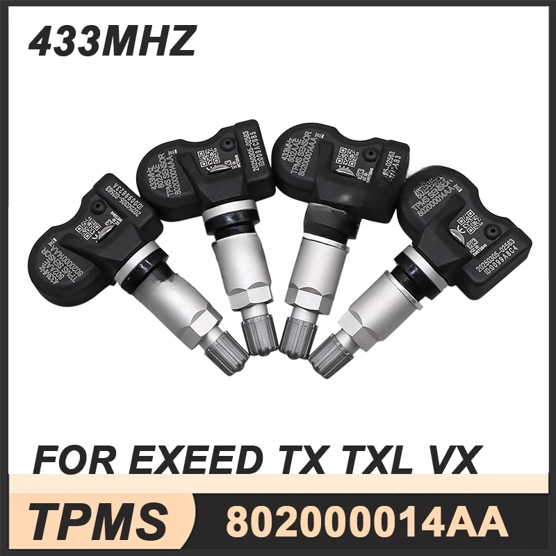 

4PCS Tire Pressure Monitoring Sensor TPMS Sensor TPMS For Exeed TX TXL 2019-2023 VX 2021-2025 802000014AA 433MHZ
