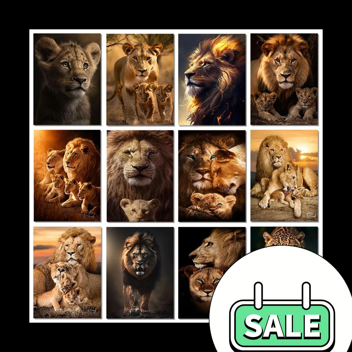 Klassische Tierästhetik Wandkunst Bilder Wilder Löwe Tiger und Jungtier Poster und Drucke Leinwandgemälde Heim Schlafzimmer Deko Geschenk