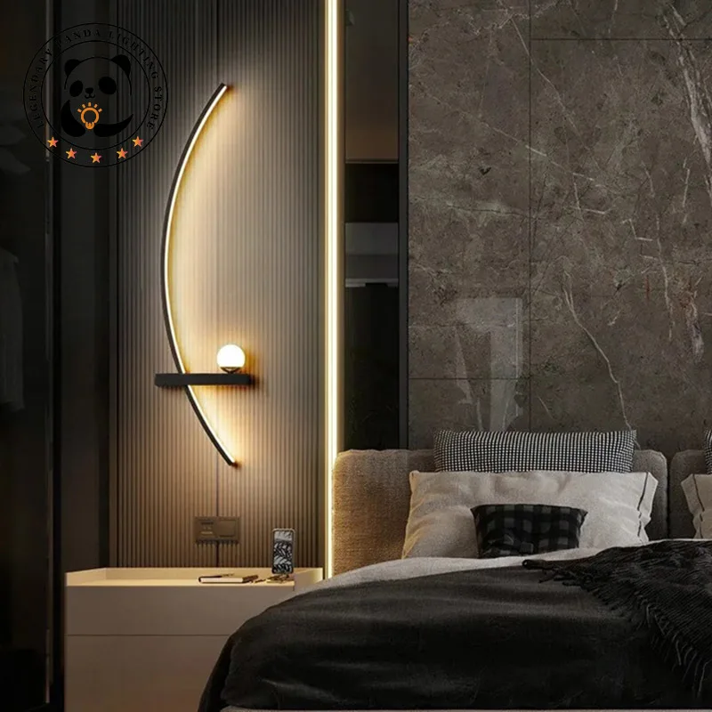 Modern LED Wall Lamps Minimalist Metallic Luster Decorative Wall Sconces for Bedroom Bedside Study Home Indoor Lighting Fixture