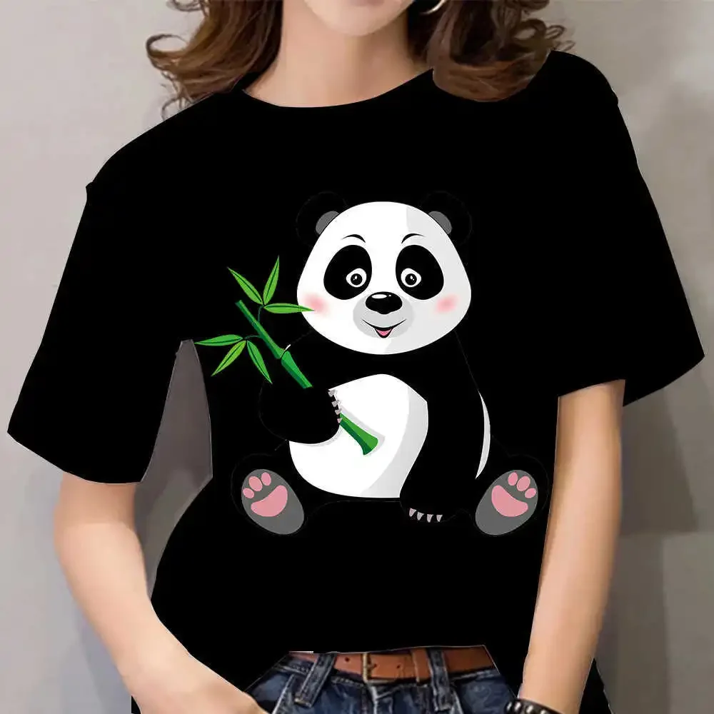 new style Panda Print Women's Casual Short Sleeve Fashion Everyday Everything T-shirt Oversized T Shirt  Aesthetic Clothes Tee