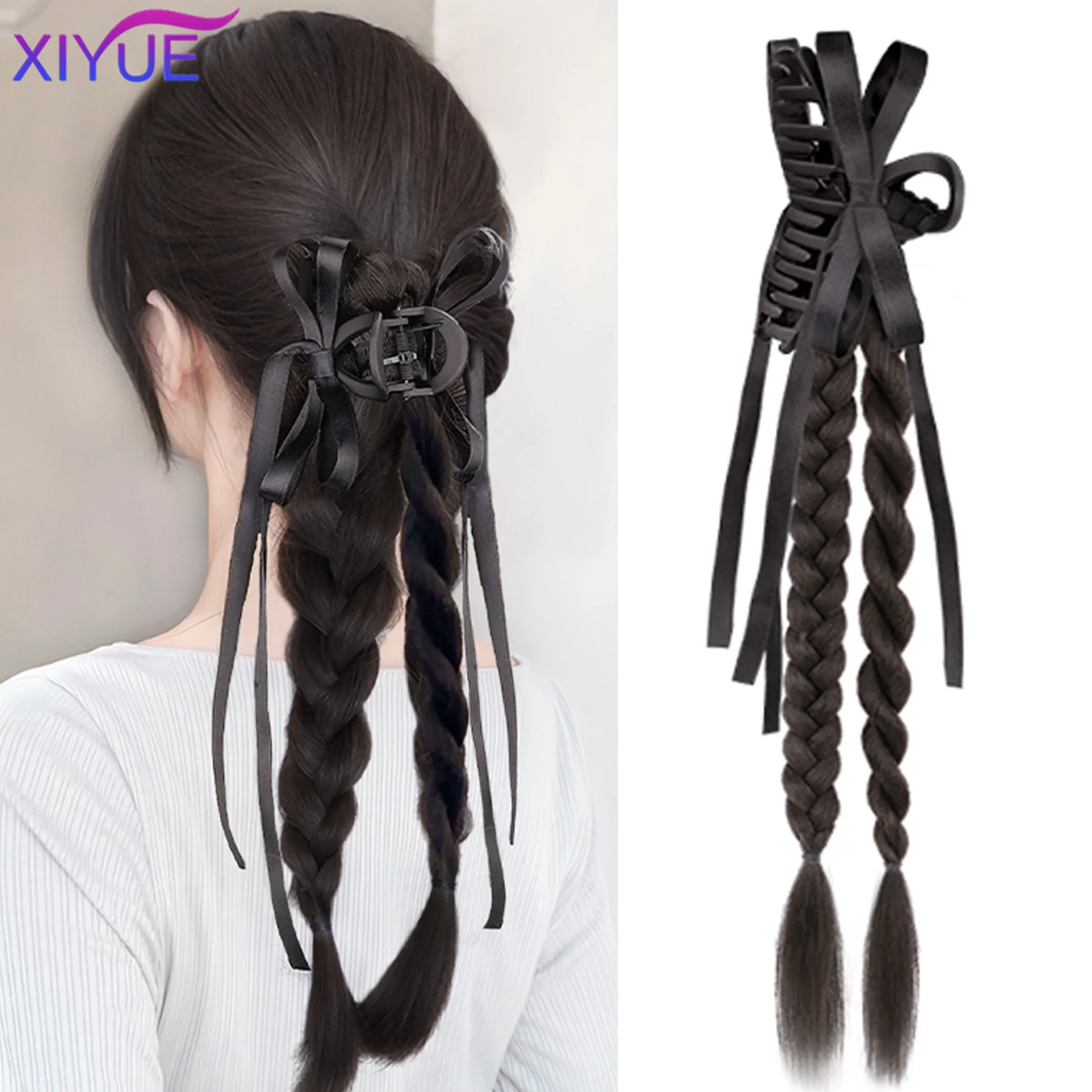 

XIYUE Synthetic Fake Braid Ponytail Sweet Cool Wind Natural Twist Long Braid Female High Ponytail Boxing Braided Hair Wig Grip