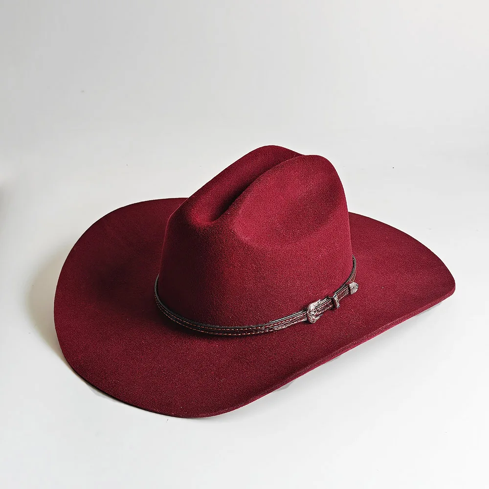 vintage-burgundy-wool-cowboy-hat-for-women-men-knight-cap-with-carved-metal-buckle-leather-band-party-sombrero-texas-rodeo-hat