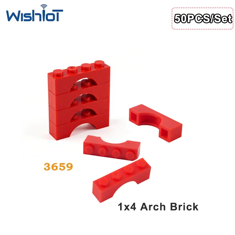 50 Stück/Set 3659 MOC Bausteine Teile Flachbogen 1x4 Noppen Montage Lernspielzeug Modell Kleine Bausteine DIY Zubehör