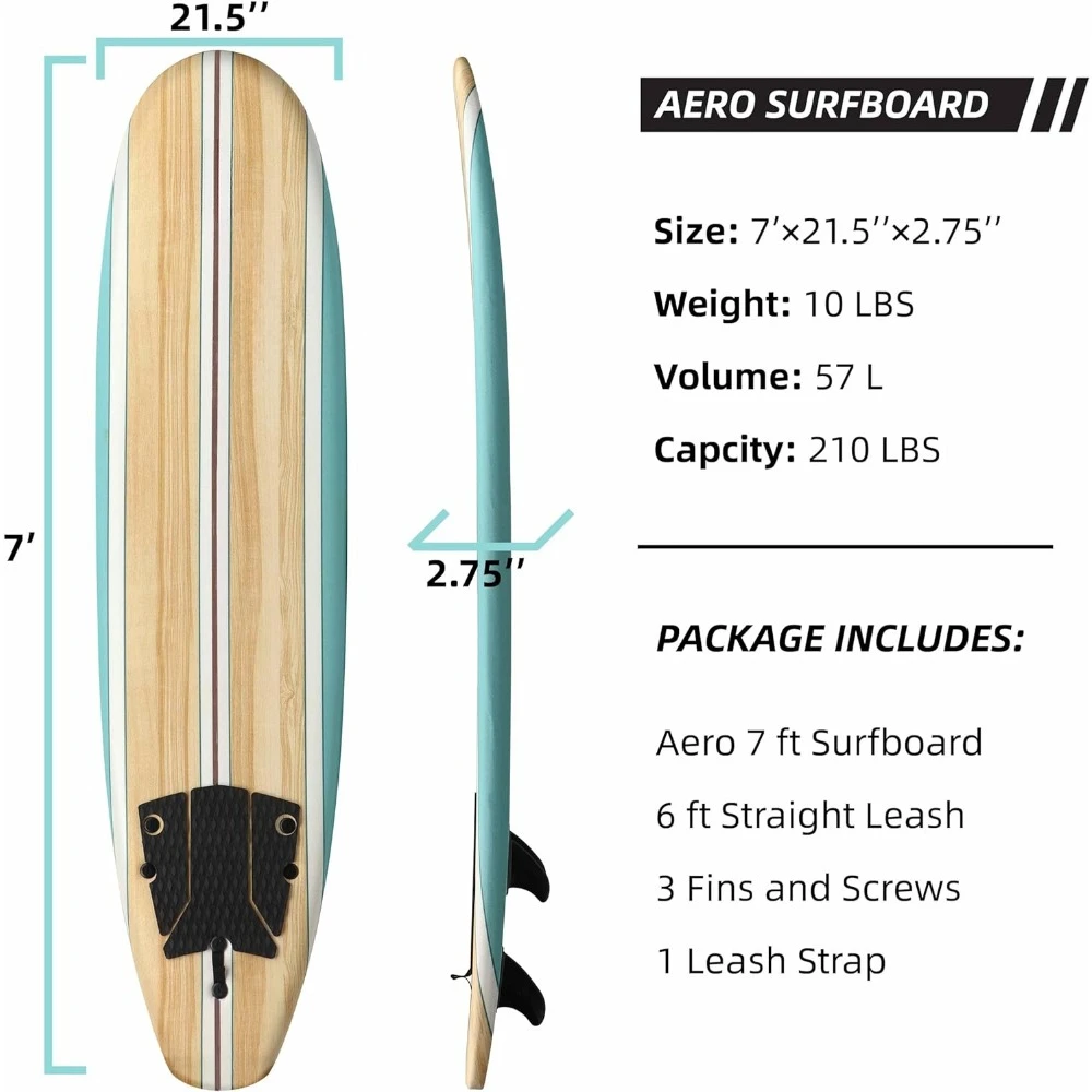 7ft Soft Top Foam Beginner Surfboard for Adults and Kids Perfect Longboard for Surfing Beach Fun and Water Sports Lightweight