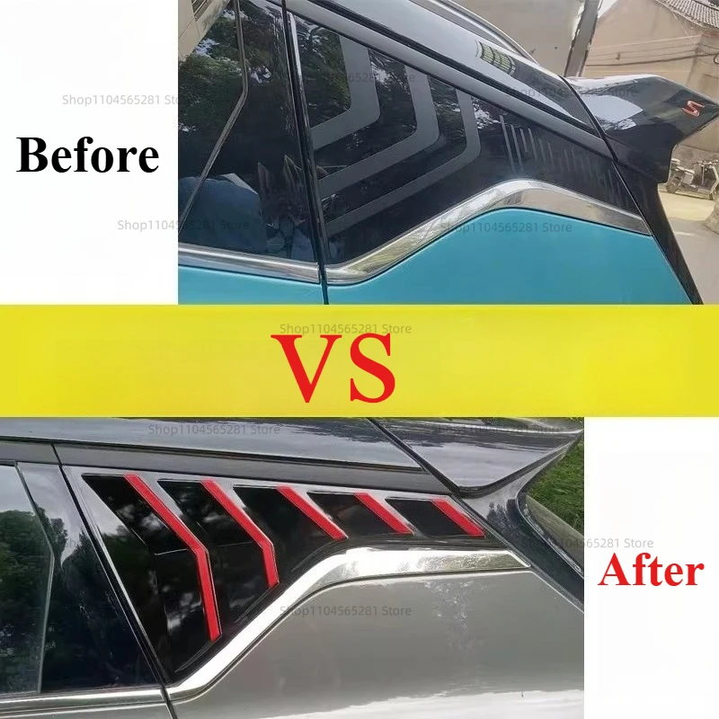 DECHO 2pcs For Geely Coolray Cool 2022-2023 Rear Triangular Window Decorative Shutters Louvers Spoiler Panel