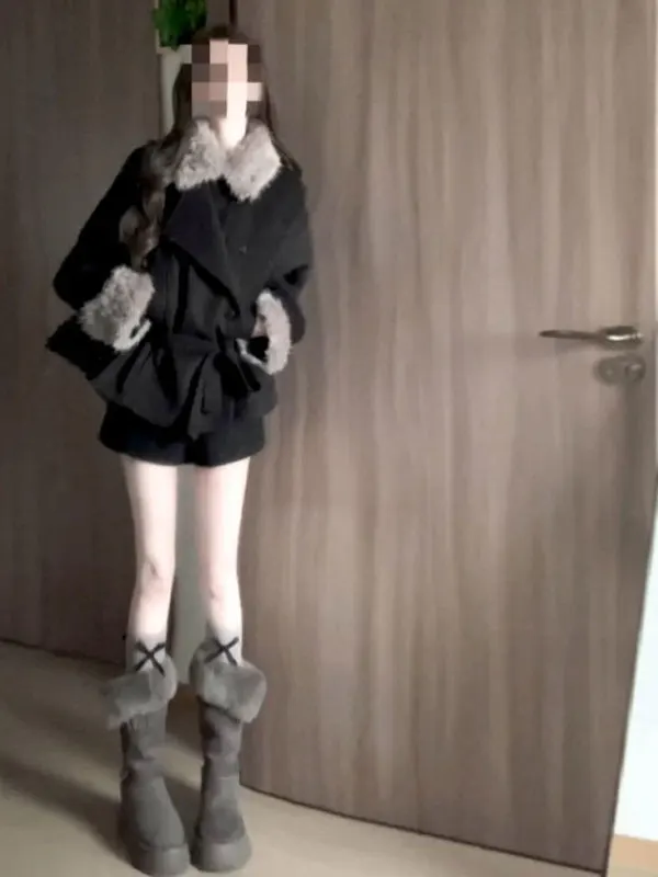 

Шерстяное пальто Hebe Sle с утягивающим эффектом на талии, модная зимняя верхняя одежда, длинное, с пуговицами, в корейском стиле, модное пальто