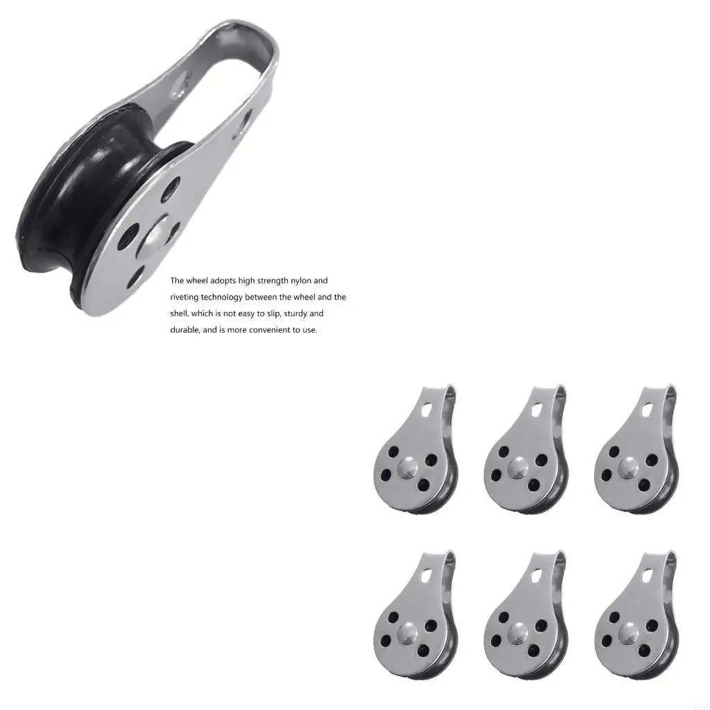 P82E 2x Pulley Single Wheel Load Bearing Lifting Rope Pulley Stainless Steel