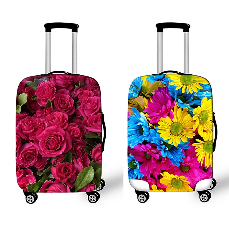 3D Rose Flower Pattern Luggage Cover Trendy Floral Travel Suitcase Anti-dust Cover Suitcase for 18 ~32 Inch Luggage Protctive