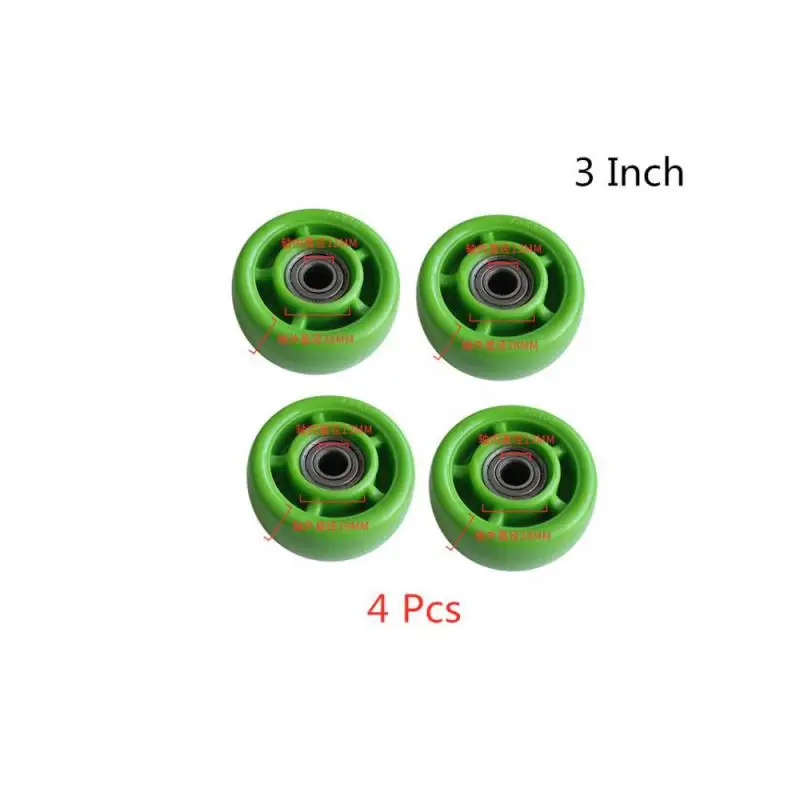 

(4 Packs) 3 Inch Cyan Caster Polyurethane Single Wheel Wear Resistant Cart Double Bearing