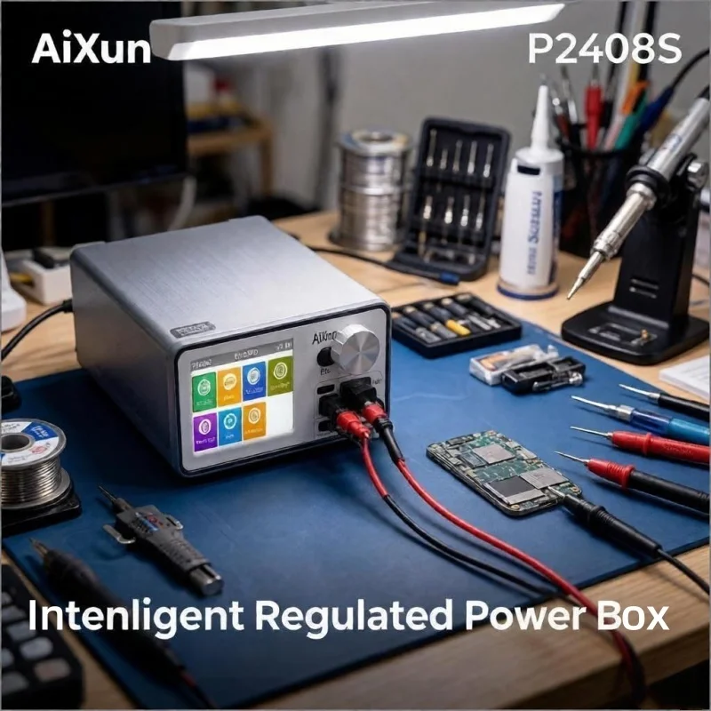AiXun P2408S Intelligent Regulated Power Box 24V 8A DC Power Supply Mobile Phone Repair Tool for Motherboard Maintenance Tester